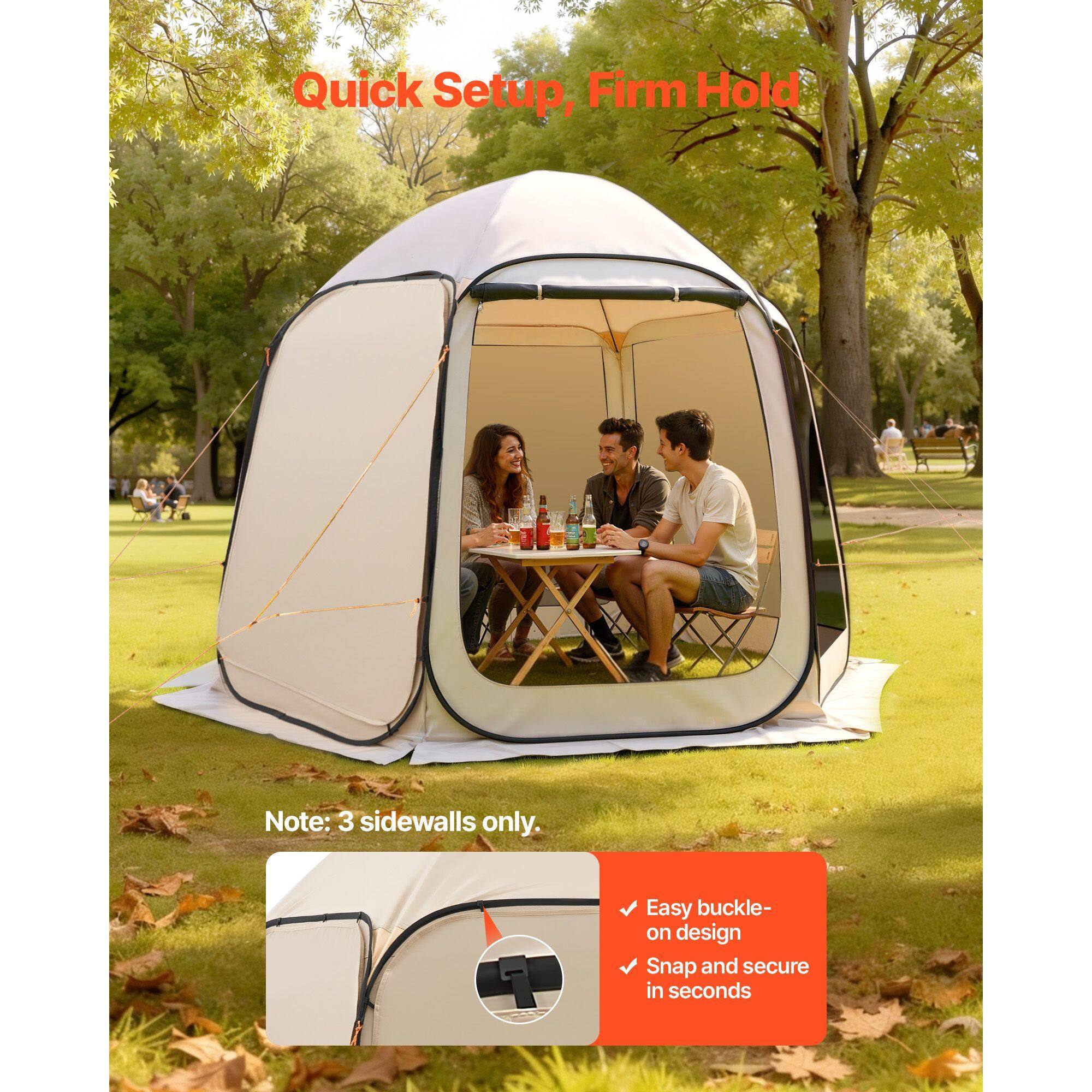 Quick Setup, Firm Hold

Note: 3 sidewalls only.

Easy buckle-on design
Snap and secure in seconds
