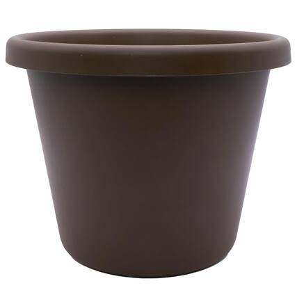 Front. The HC Companies - The HC Companies 17 Inch Round Classic Planter, Plastic Plant Pot, Chocolate.