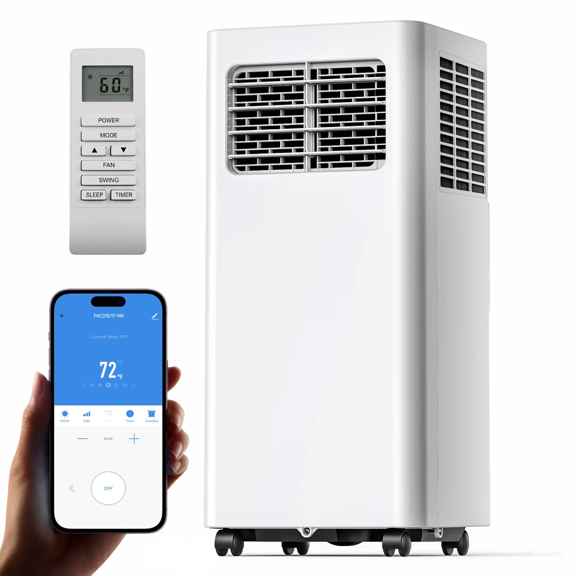 SIMZLIFE - 14000 BTU Portable Air Conditioner – 3-in-1 AC,with APP Control,400 Sq. Ft. Coverage,for Room/Office - White