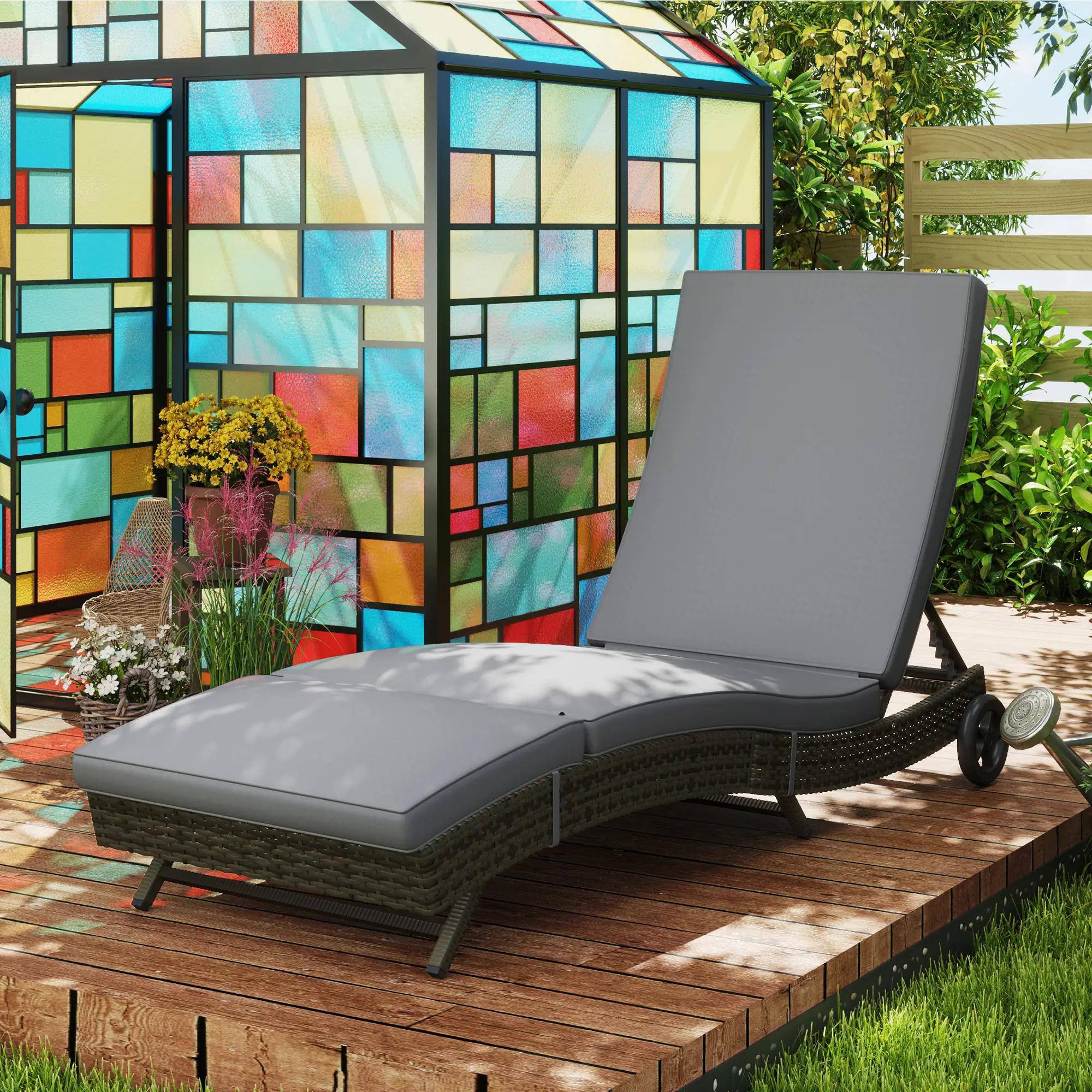 Alt View 6. Spaco - Spaco Foldable Chaise Lounge, 5-Level Adjustable Backrest, Breathable Mesh - Dark Grey.