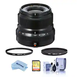 Fujifilm - XF 23mm (35mm) F/2R WR Lens, Black - Bundle with Hoya 43mm 10-Layer HMC Multi-Coated UV Filter, Hoya 43mm HMC
