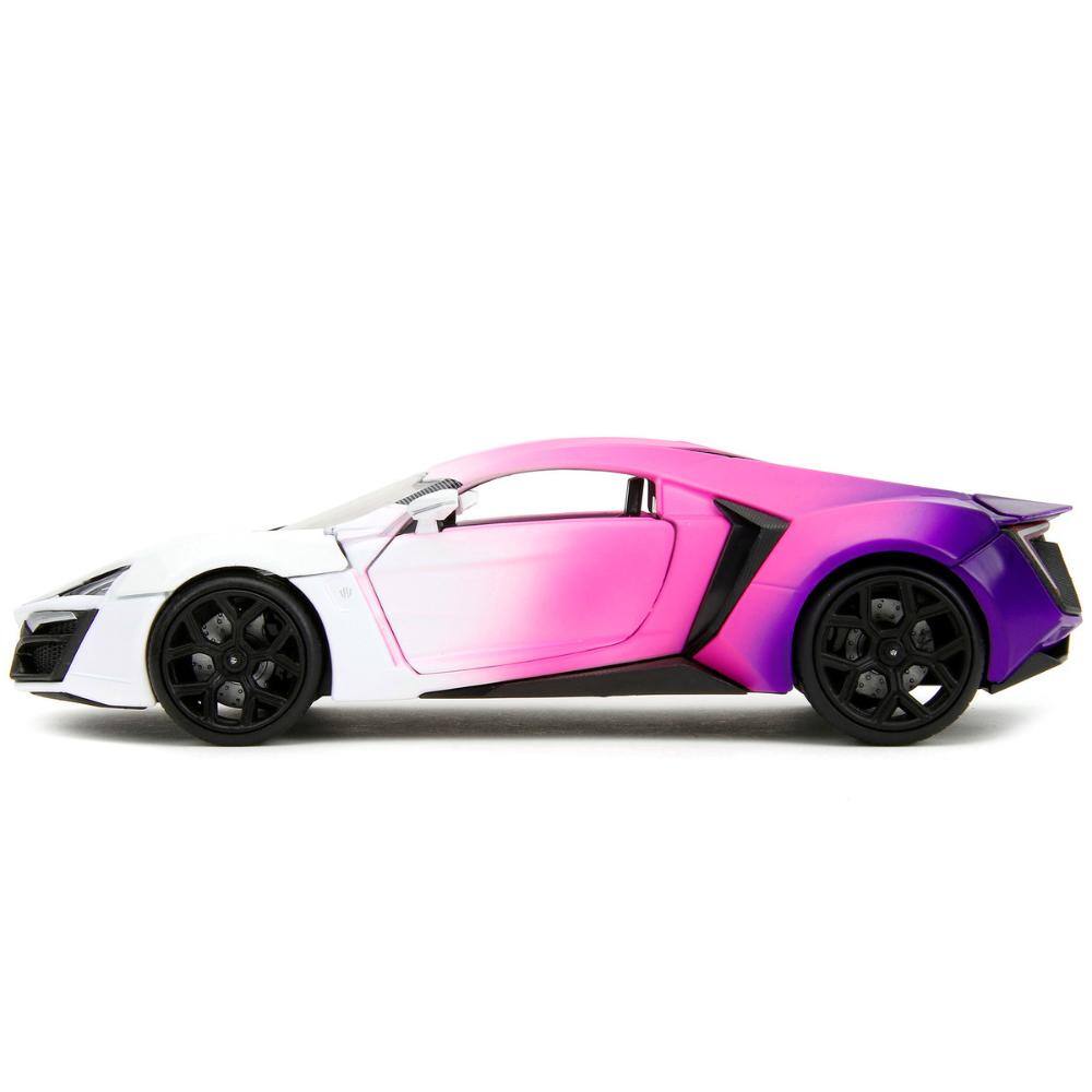 Left. Jada - Lykan Hypersport White Pink and Purple Gradient "Pink Slips" Series 1/24 - White Pink and Purple Gradient.