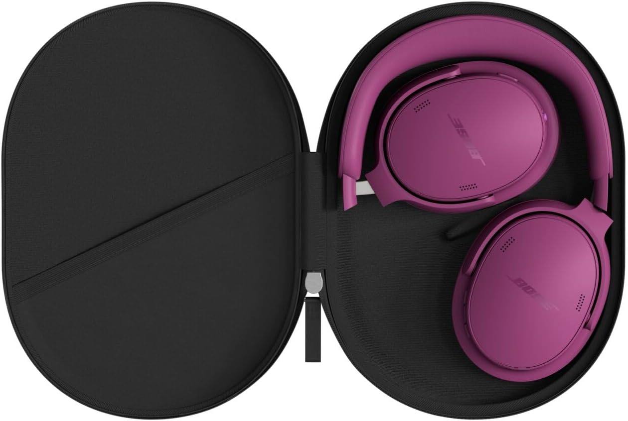 Left. Bose - Bose QuietComfort Headphones (2nd Gen) Bundle with Fast Charger - Wireless, Noise Cancelling and Mic, (Rosewood Mauve) - Rosewood Mauve.