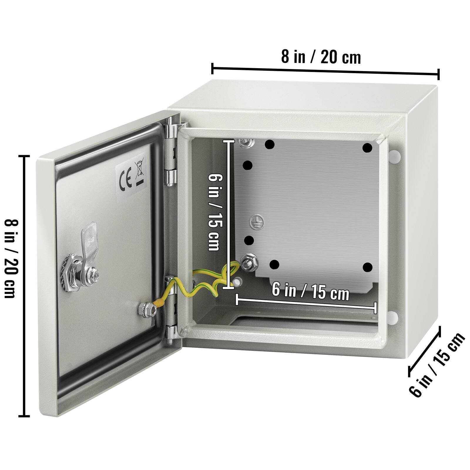 8 in / 20 cm  
8 in / 20 cm  
6 in / 15 cm  
6 in / 15 cm  
6 in / 15 cm