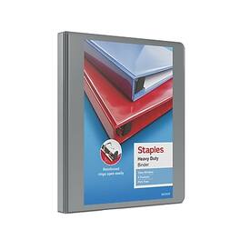Staples - Heavy Duty 1/2" 3-Ring View Binder, D-Ring - Gray