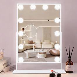 PO3TICJUNKI3 - Hollywood Lighted Makeup Mirror 12 LED Bulbs 3 Color Modes 10X Magnifying - White-12 Bulbs