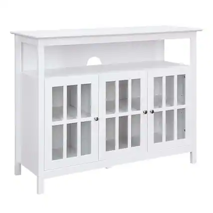 Front. FurniFact - White TV Stand with Storage Cabinets and Shelf for TVs up to 55 Inches - Brown.