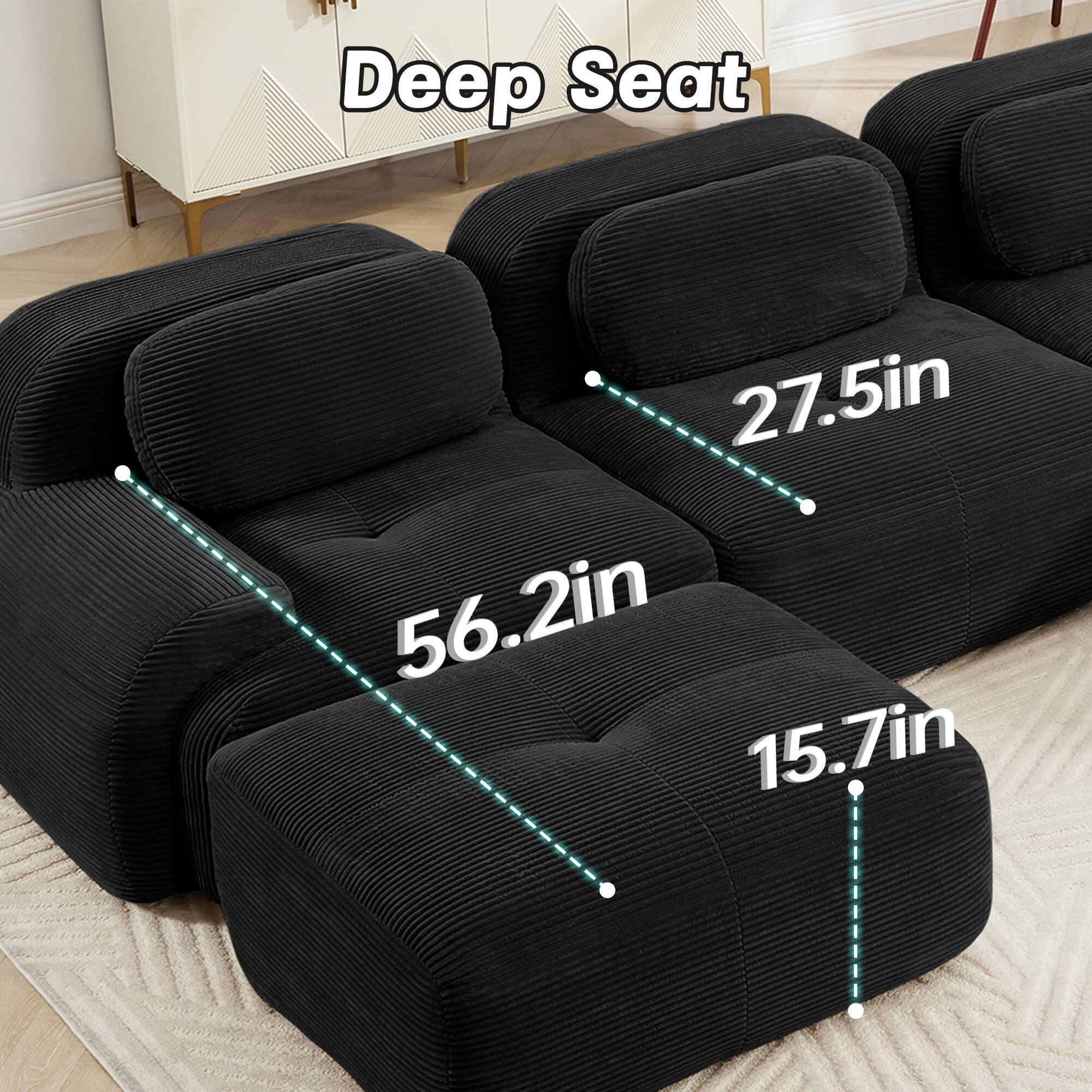 Deep Seat  
27.5in  
56.2in  
15.7in