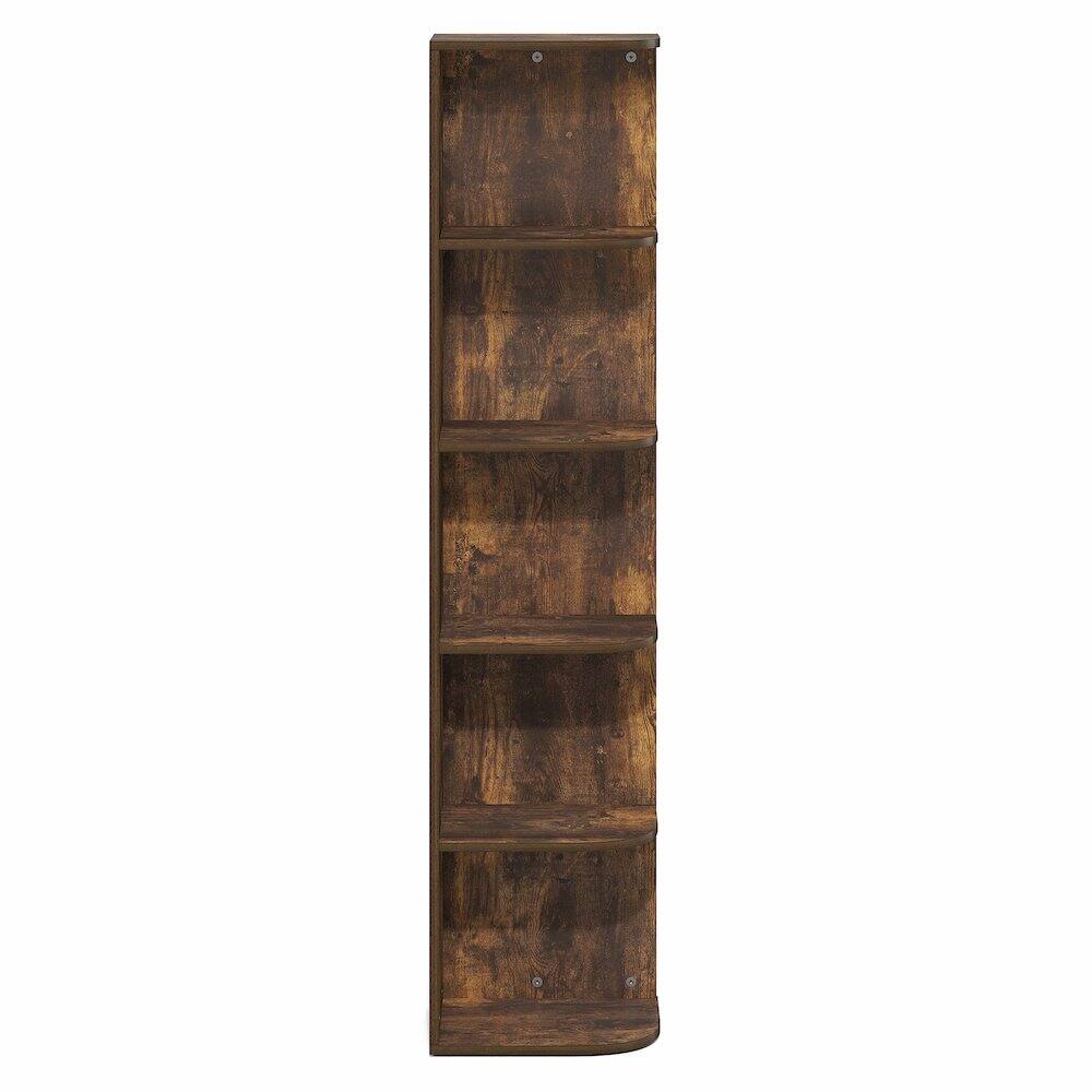 Left. Furinno - PASIR Book Shelf, 5-Tier Corner Bookshelf with Open Shelf, Standing Bookcase, 9.3 x 12 x 51.7 - Amber Pine.