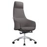 LeisureMod - Celeste High-Back Office Chair in Upholstered Leather with Iron Frame Swivel and Tilt for Desk, Study and Home Office - Gray