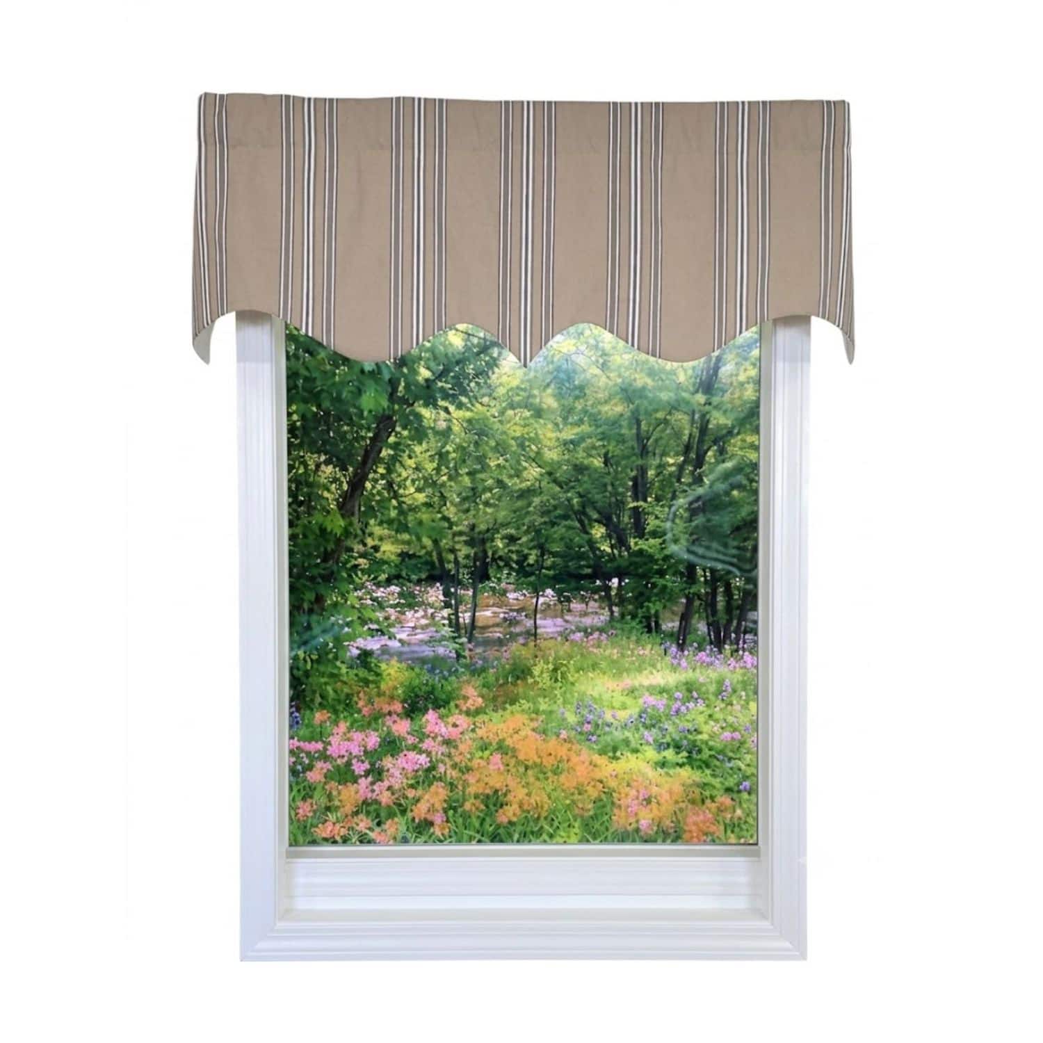 "RLF Home - French Stripe Regal Window Valance 100% Cotton Lined Rod Pocket 50"" x 17"" - Beige" price history on PriceWatchPro