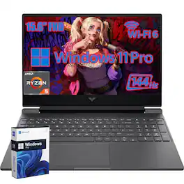 HP - Victus 15.6" FHD Gaming Laptop - AMD Ryzen 5-7535HS - 16GB DDR5 - 512GB SSD - RX 6550M - Win11Pro - Mica Silver