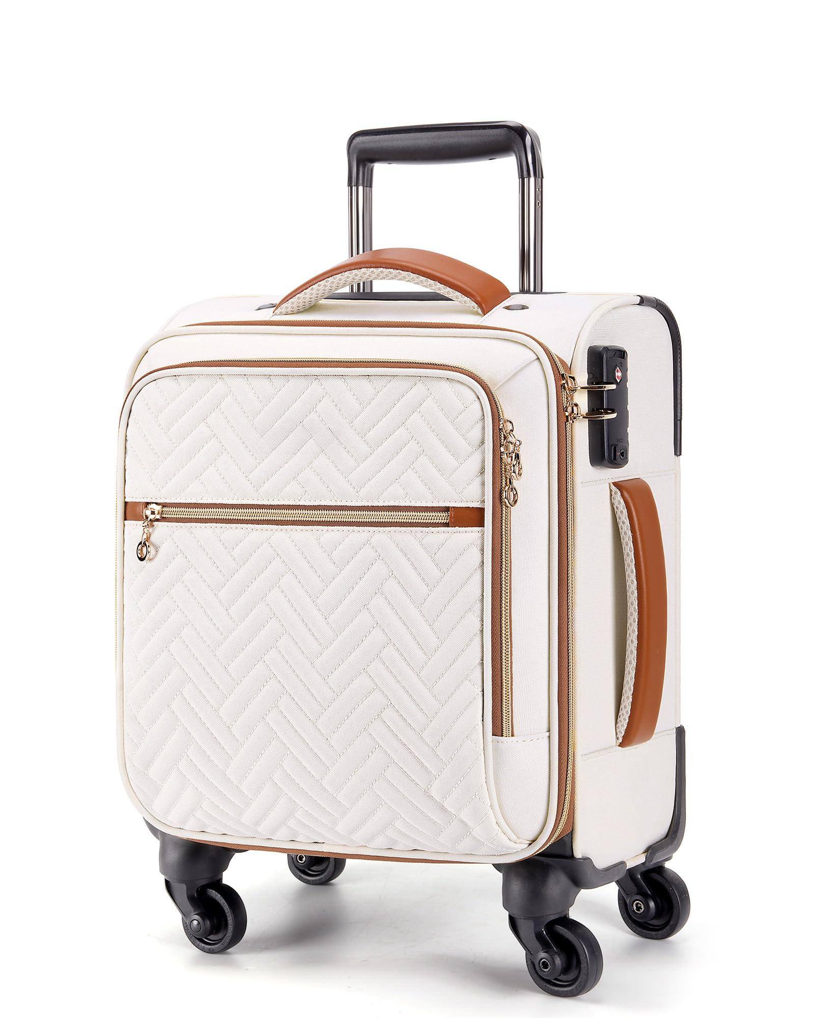 Front. Fabibe - Underseat Carry On Luggage Airline Approved 16-inch Small Softside Underseater Travel Suitcase With Spinner - Underseat-Beige.