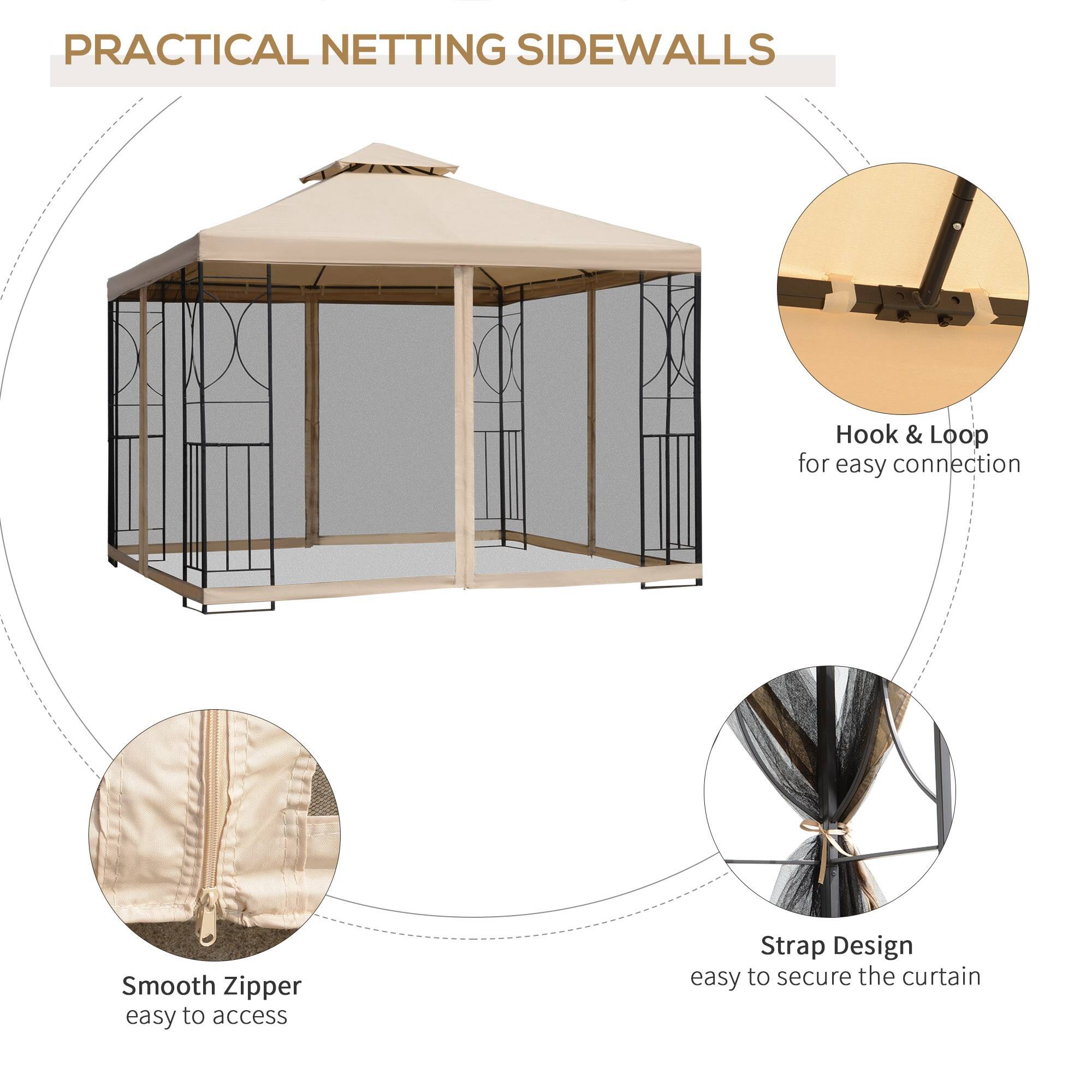 PRACTICAL NETTING SIDEWALLS

Hook & Loop for easy connection
Smooth Zipper easy to access
Strap Design easy to secure the curtain