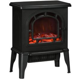 Resenkos - 18" Electric Fireplace Stove, Freestanding Fireplace Heater with Realistic LED Flame - Black