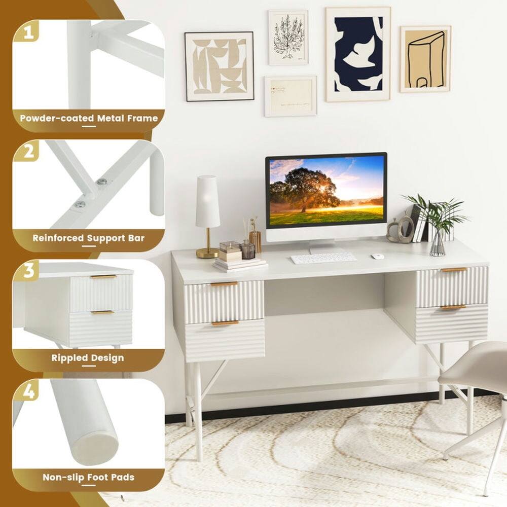 1. Powder-coated Metal Frame  
2. Reinforced Support Bar  
3. Rippled Design  
4. Non-slip Foot Pads