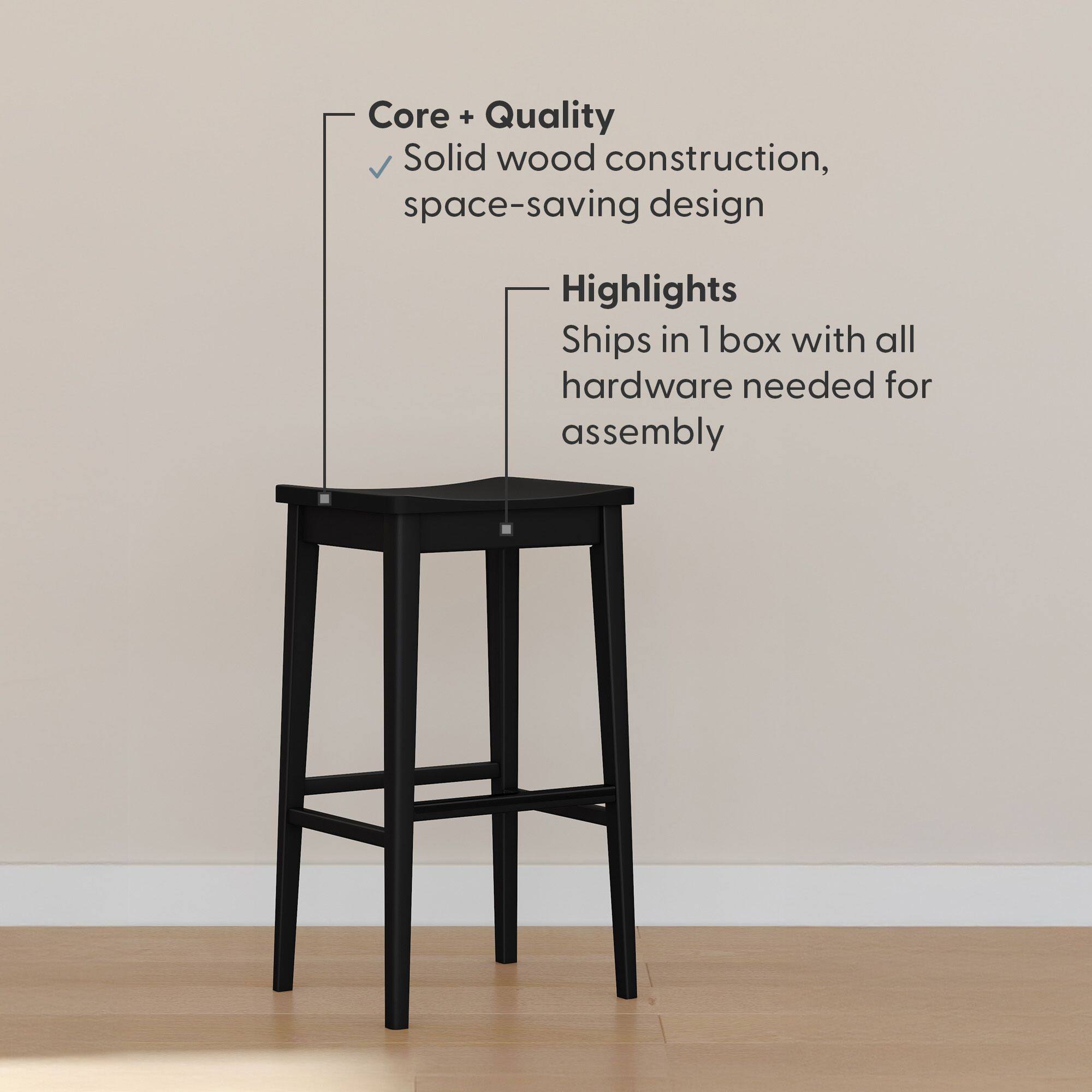 Core + Quality  
Solid wood construction, space-saving design  

Highlights  
Ships in 1 box with all hardware needed for assembly