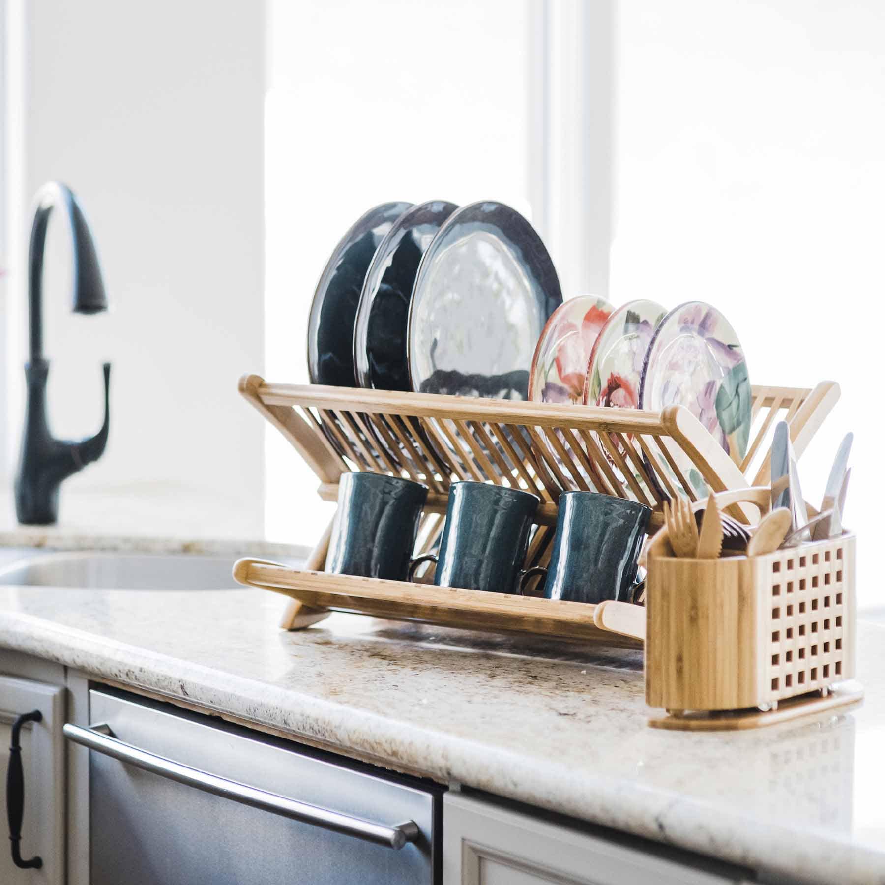Angle. Totally Bamboo - "Eco" Utensil, Flatware and Cutlery Drying Caddy for "Eco" Dish Drying Rack.