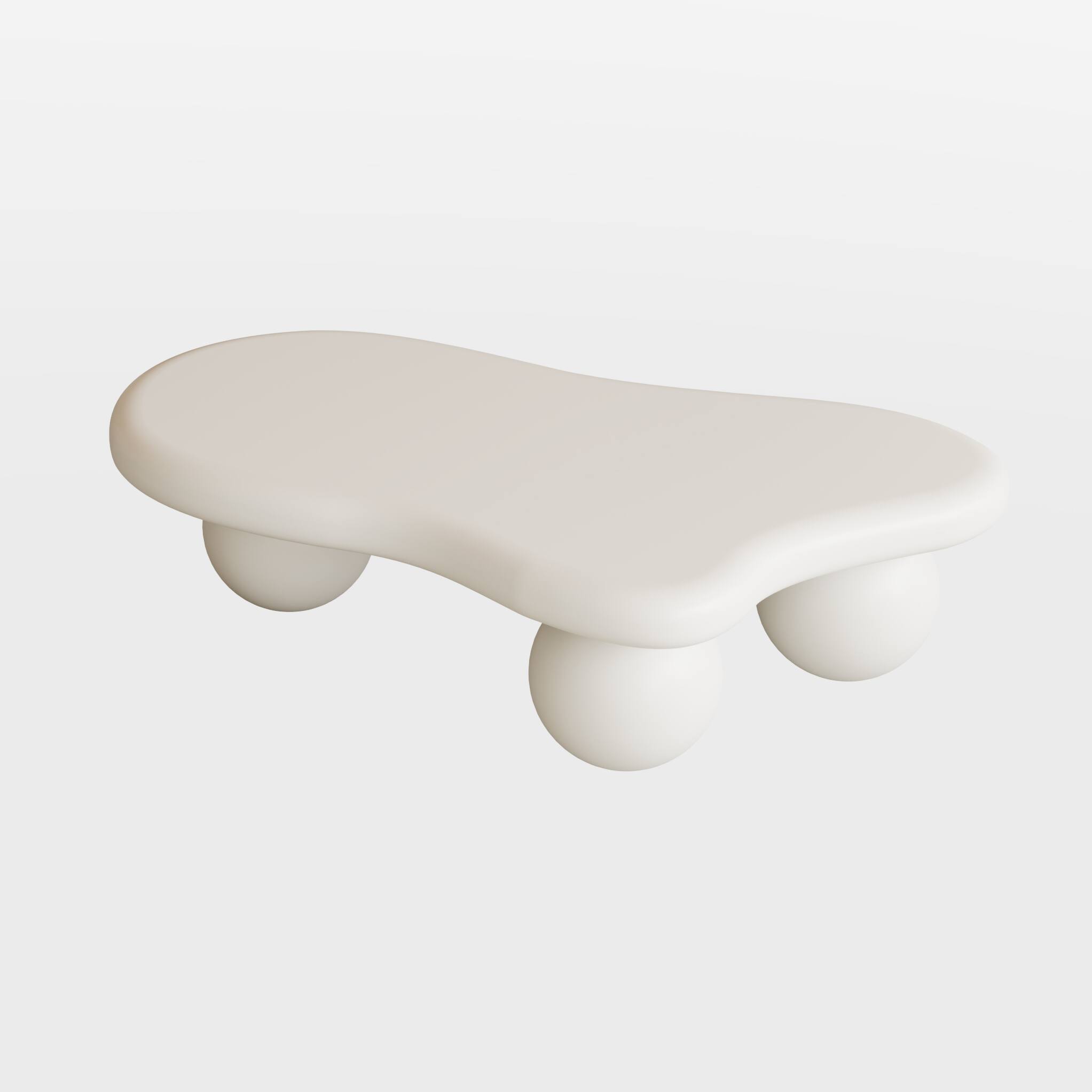 Alt View 5. Loheer - Loheer Cloud Shaped Coffee Table Cream White Modern Living Room Table with Ball Legs 40 Inch - Cream White.