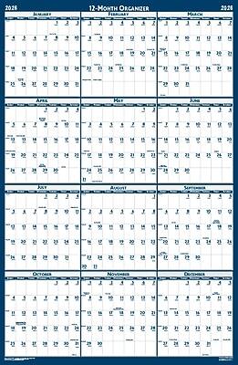 House of Doolittle - 2026 33" x 66" Yearly Dry Erase Wall Calendar, Reversible, (3962-26) - Blue