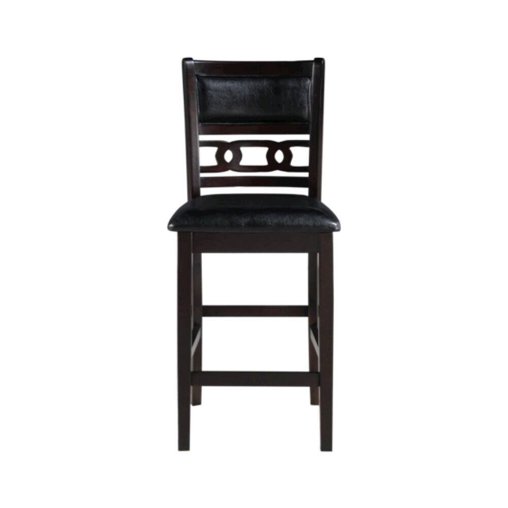 Left. FurniFact - Solid Wood Counter Chairs Set of 2 Ebony Black - Black.