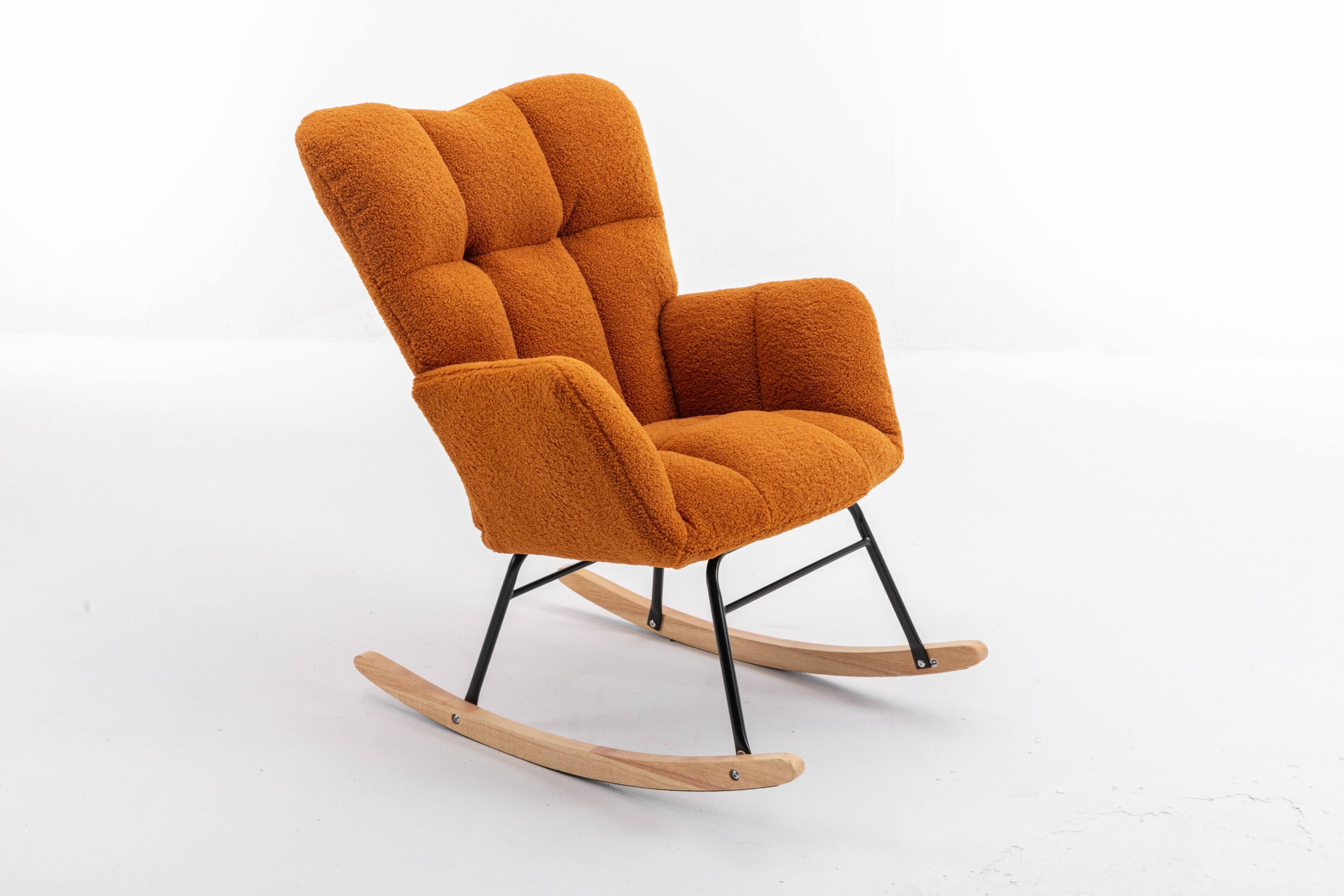 Alt View 1. GOODSILO - Teddy Fabric Rocking Glider Nursery Chair For Living Room Indoor - Caramel.