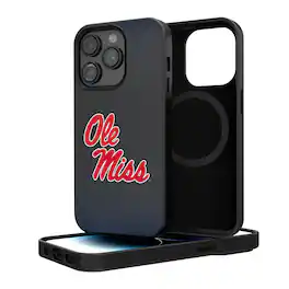 Keyscaper - NCAA - Ole Miss Rebels Linen Logo iPhone Magnetic Bump Case - 15 - Black