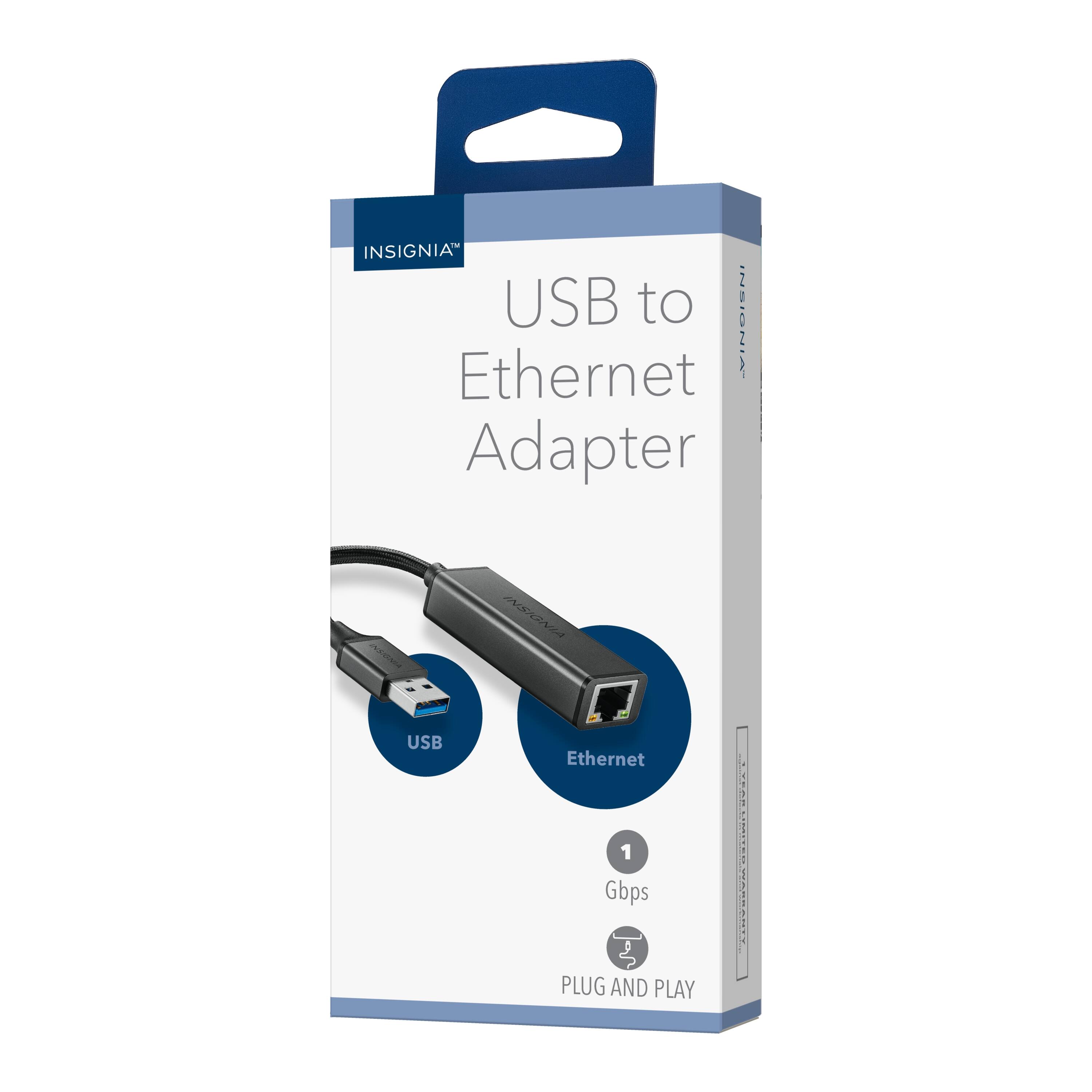 INSIGNIA USB to Ethernet Adapter  
INSIGNIA USB Ethernet 1 Gbps  
PLUG AND PLAY