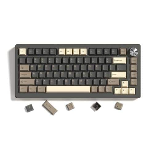 Stamp n Camp - Womier Double Shot Pbt Keycaps Set 138 Keys Cherry Profile Custom 60 65 75 100 Percent For 61/64/68/84/87/100/104/108 - Brown Gray