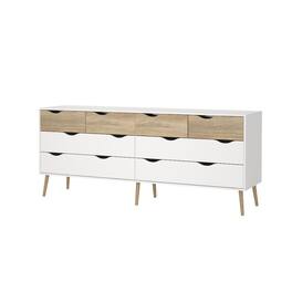 Tvilum - Diana 8 Drawer Double Dresser/Oak Structure - White
