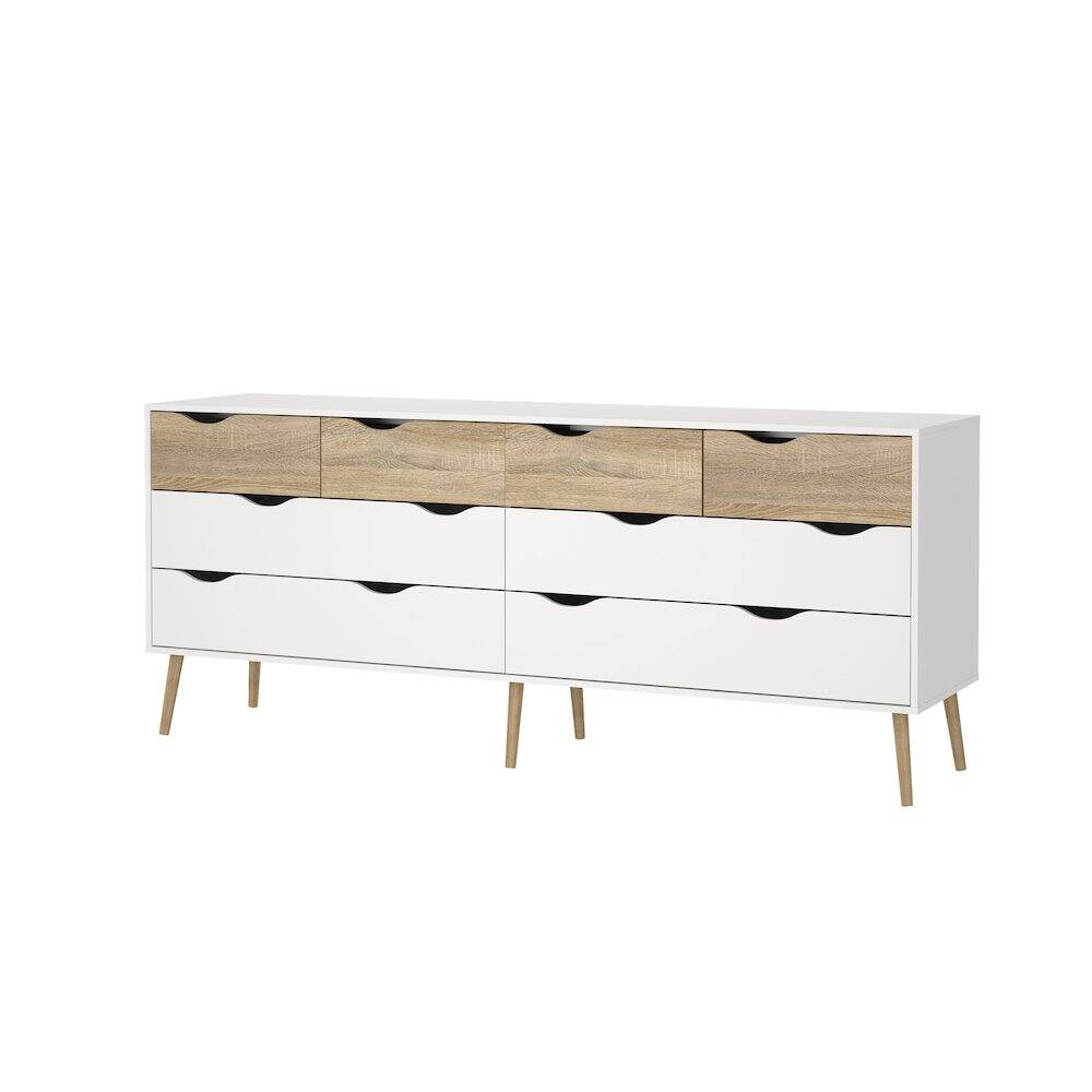 Front. Tvilum - Diana 8 Drawer Double Dresser/Oak Structure - White.