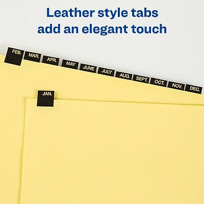 Leather style tabs add an elegant touch

FEB. MAR. APR. MAY JUNE JULY AUG. SEPT. OCT. NOV. DEC.

JAN.
