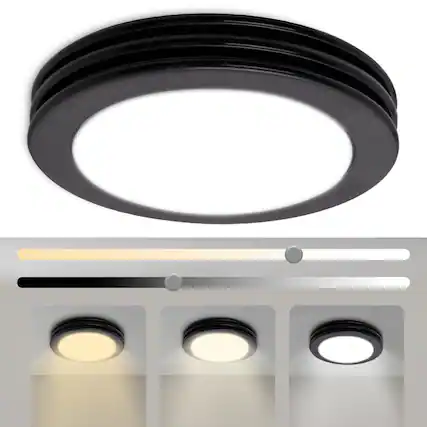 Front. Akicon - Bathroom Exhaust Fan with Light, 80 CFM 2 Sones, 15 Watt Dimmable 3000K/4000K/5500K 3CCT LED Light Matte black - Black.