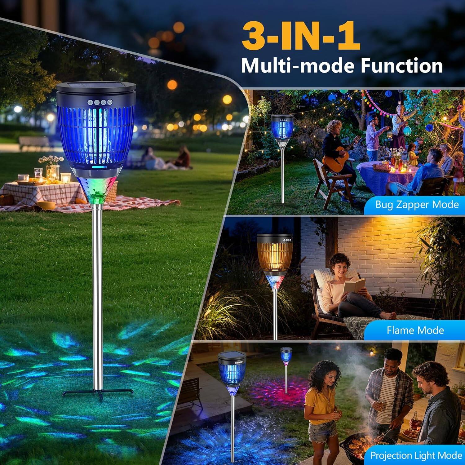 3-IN-1 Multi-mode Function

- Bug Zapper Mode
- Flame Mode
- Projection Light Mode