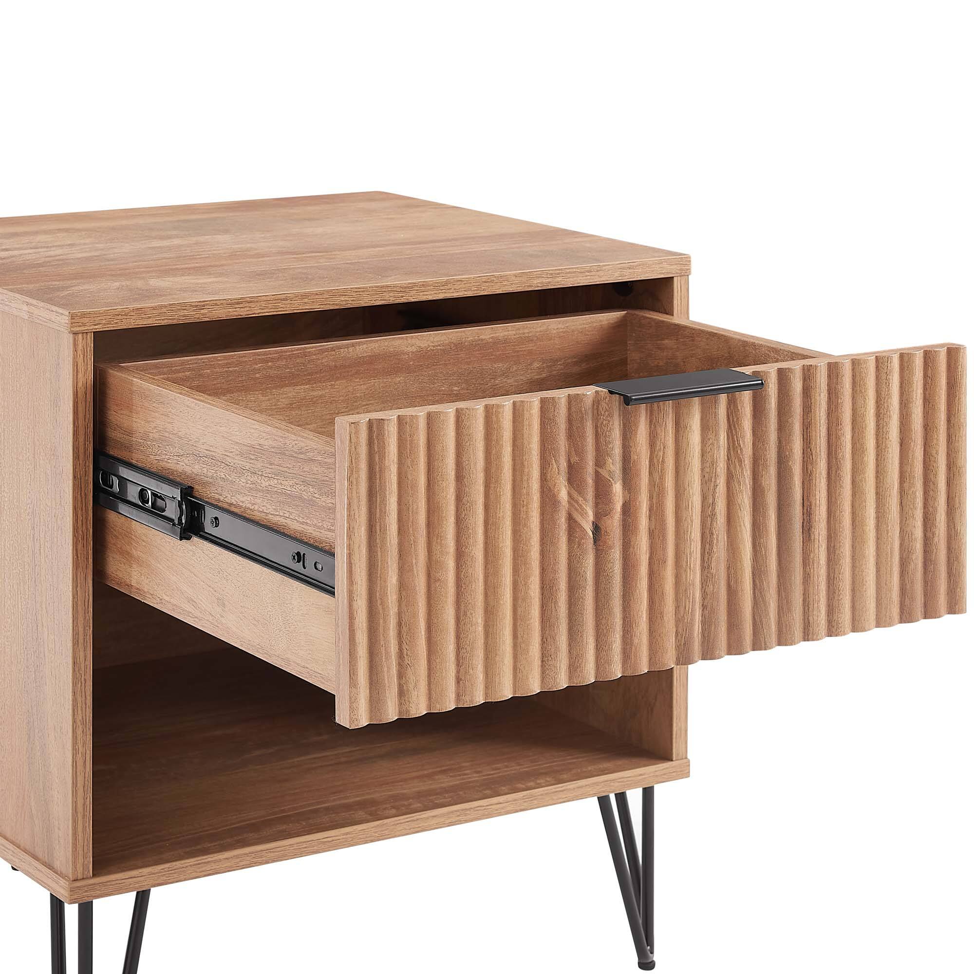 Alt View 1. Manhattan Comfort - Dumbo Modern 20" Fluted Nightstand - Golden Brown.
