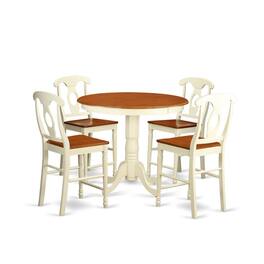 East West Furniture - 5 PC counter height pub set - Table and 4 counter height stool - Buttermilk & Cherry