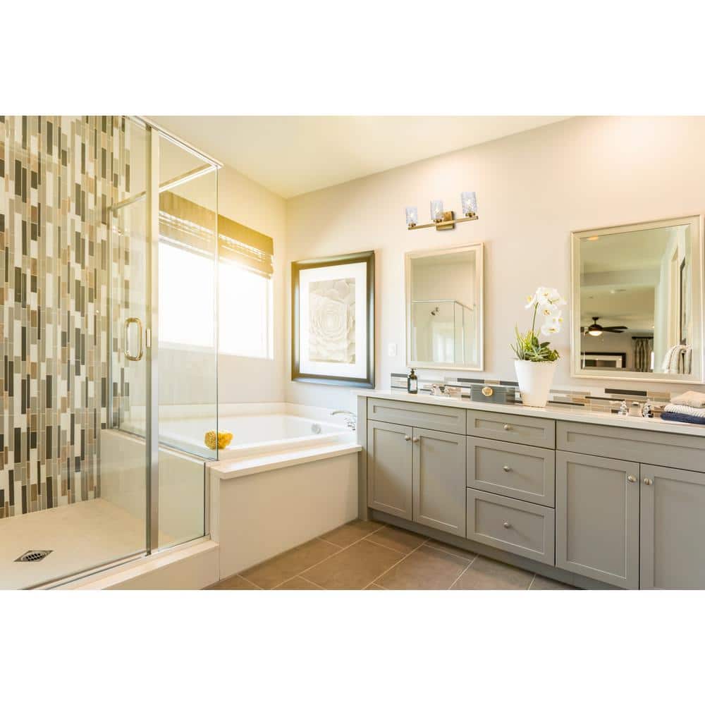 Living District - Cassie 3 lights bath sconce in brass with clear shade - Brass And Clear Shade price history on PriceWatchPro