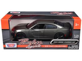 2023 Dodge Charger SXT "Timeless Legends" Series 1/24 Diecast Model Car by Motormax - Gray Metallic