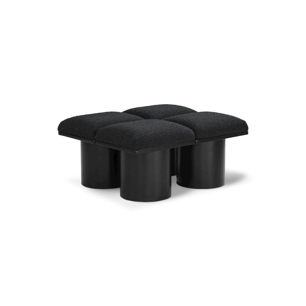 Front. Meridian Furniture - Pavilion Black Boucle Fabric Bench - Black Boucle Fabric.