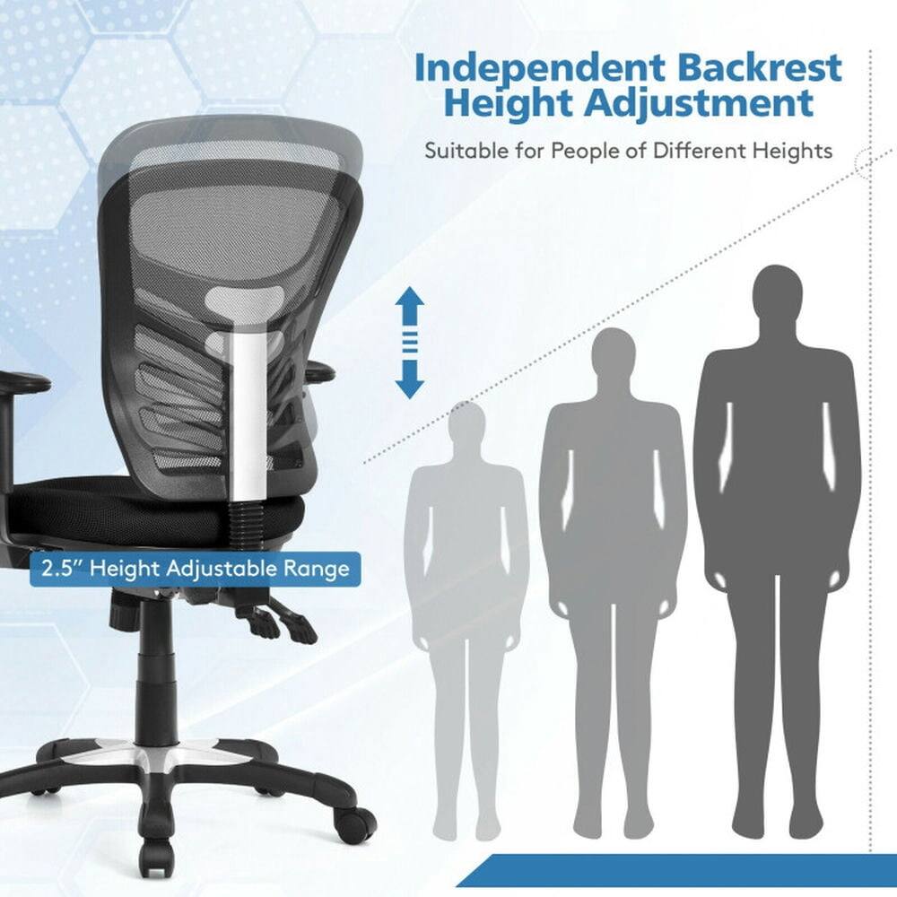 Independent Backrest Height Adjustment  
Suitable for People of Different Heights  
2.5" Height Adjustable Range