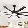 Front. Sofucor - Large 72in Smart Ceiling Fan DC Motor 8 Blade LED Light Remote Control Timer APP/Voice Control - Black.