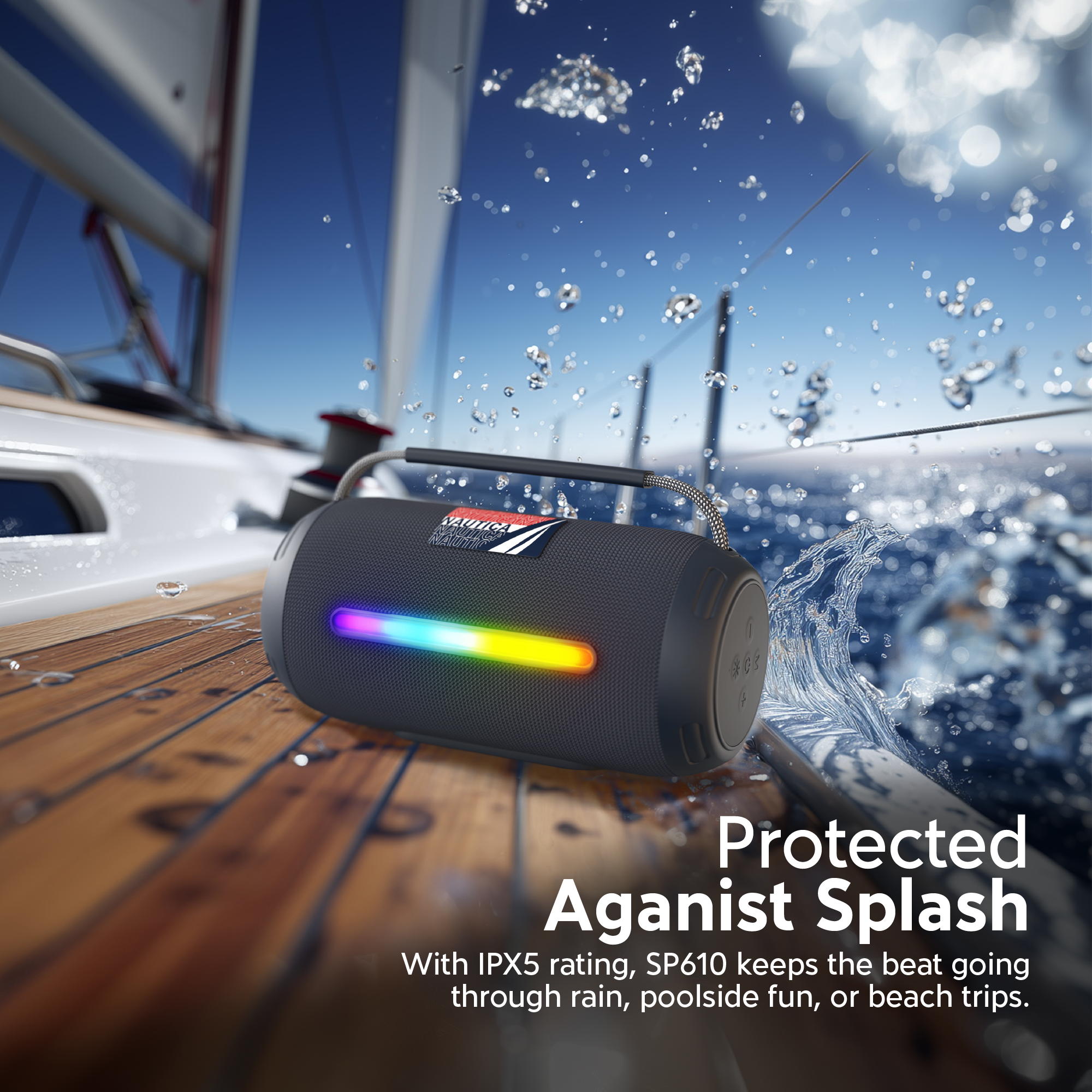 Protected Against Splash

With IPX5 rating, SP610 keeps the beat going through rain, poolside fun, or beach trips.
