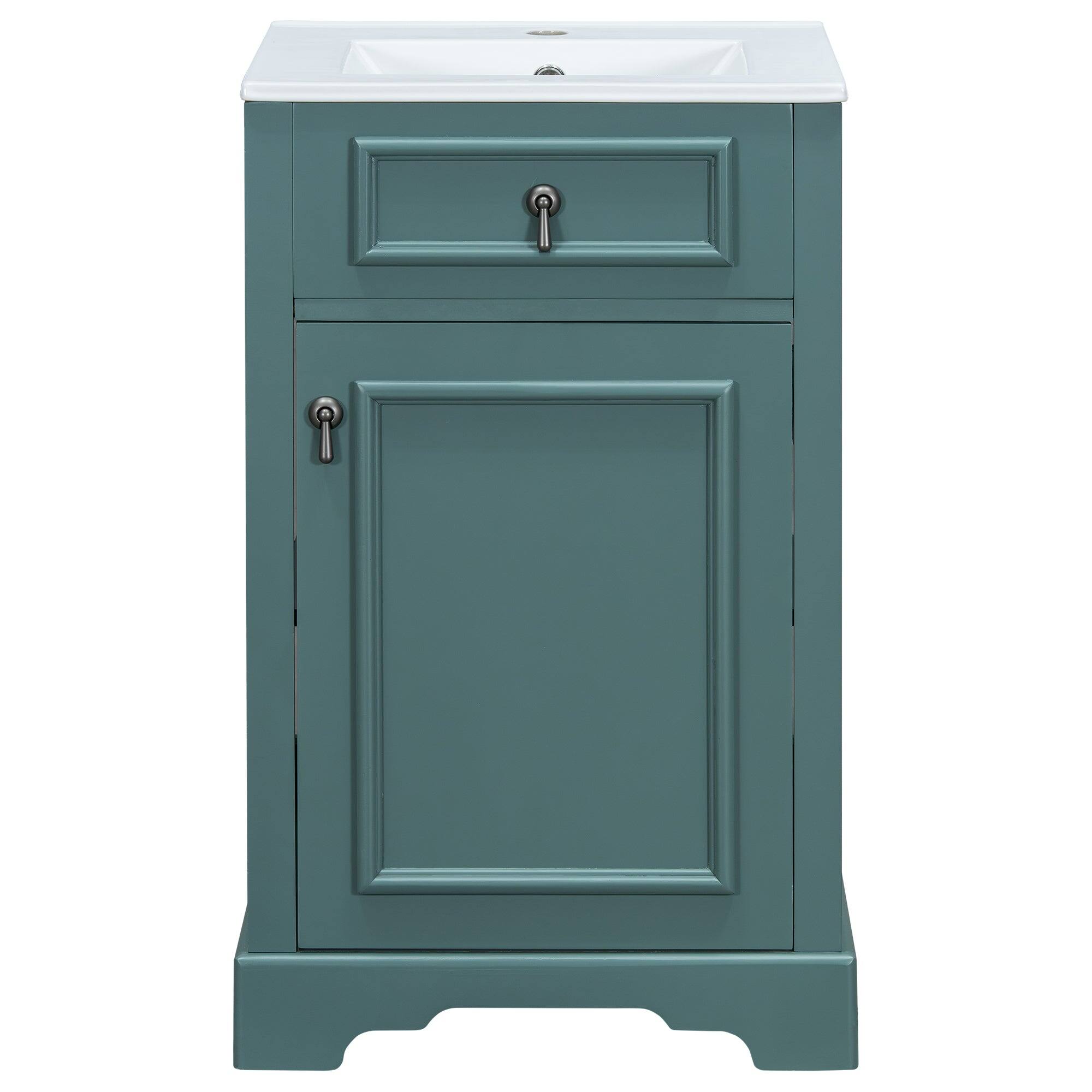 Alt View 10. Boyel Living - 20 Inch Green Bathroom Vanity with Ceramic Sink Soft Close Door Adjustable U-Shaped Shelf Door Storage Rack - Gray.