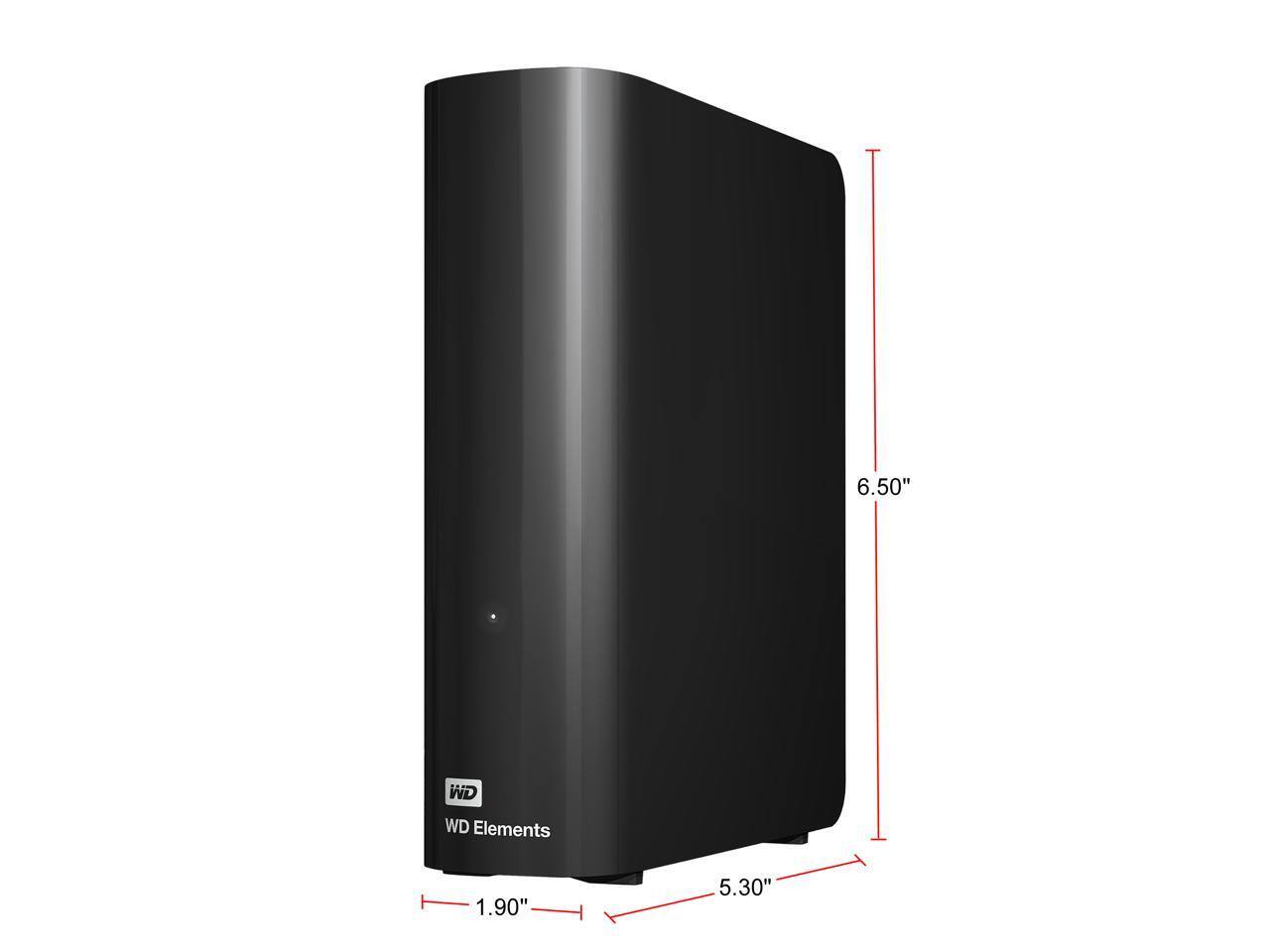 WD Elements  
6.50" (height)  
5.30" (width)  
1.90" (depth)