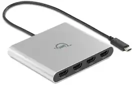 OWC - USB-C Quad HDMI 4K Display Adapter with DisplayLink for Apple M1/M2/M3/M4 or any Mac or PC with USB-C or Thunderbolt - Space Gray|Black