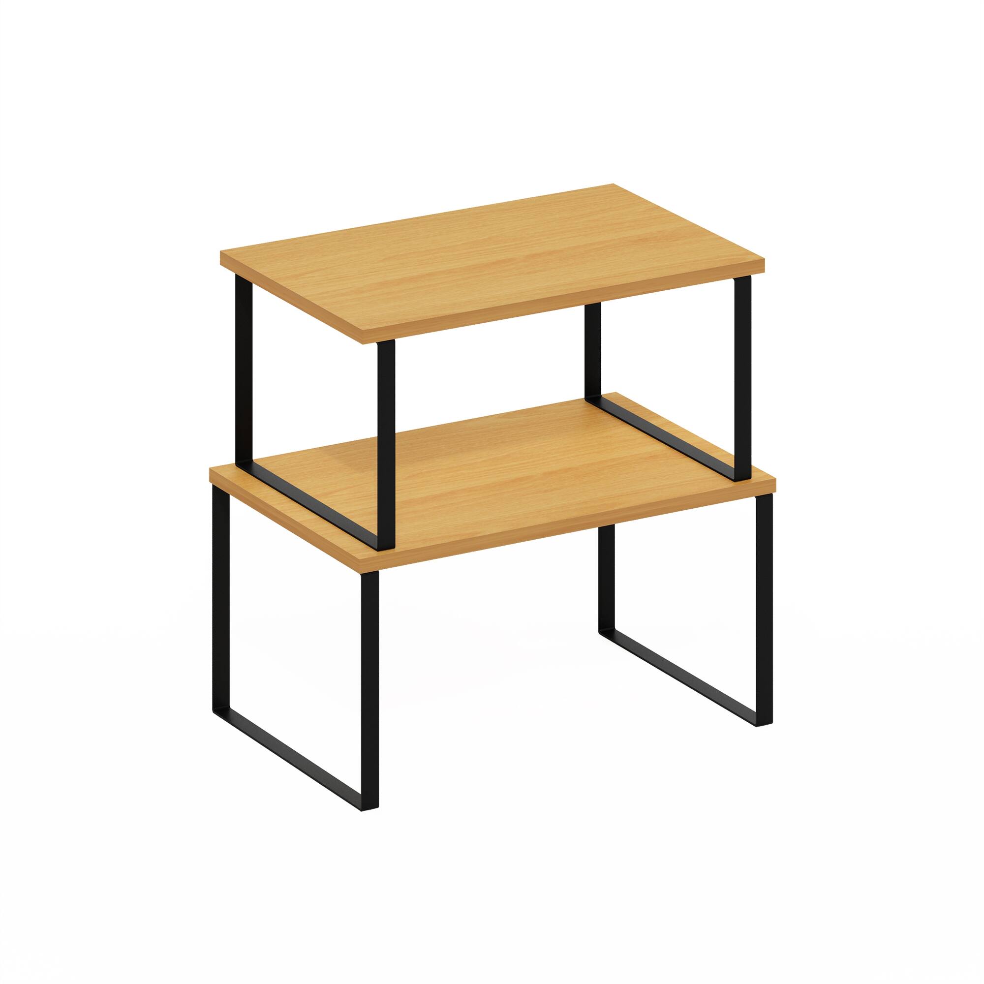 Alt View 4. Furinno - Ravel Multipurpose Expandable, Stackable Kitchen Counter Shelves, Set of 2 - Beech/Black.