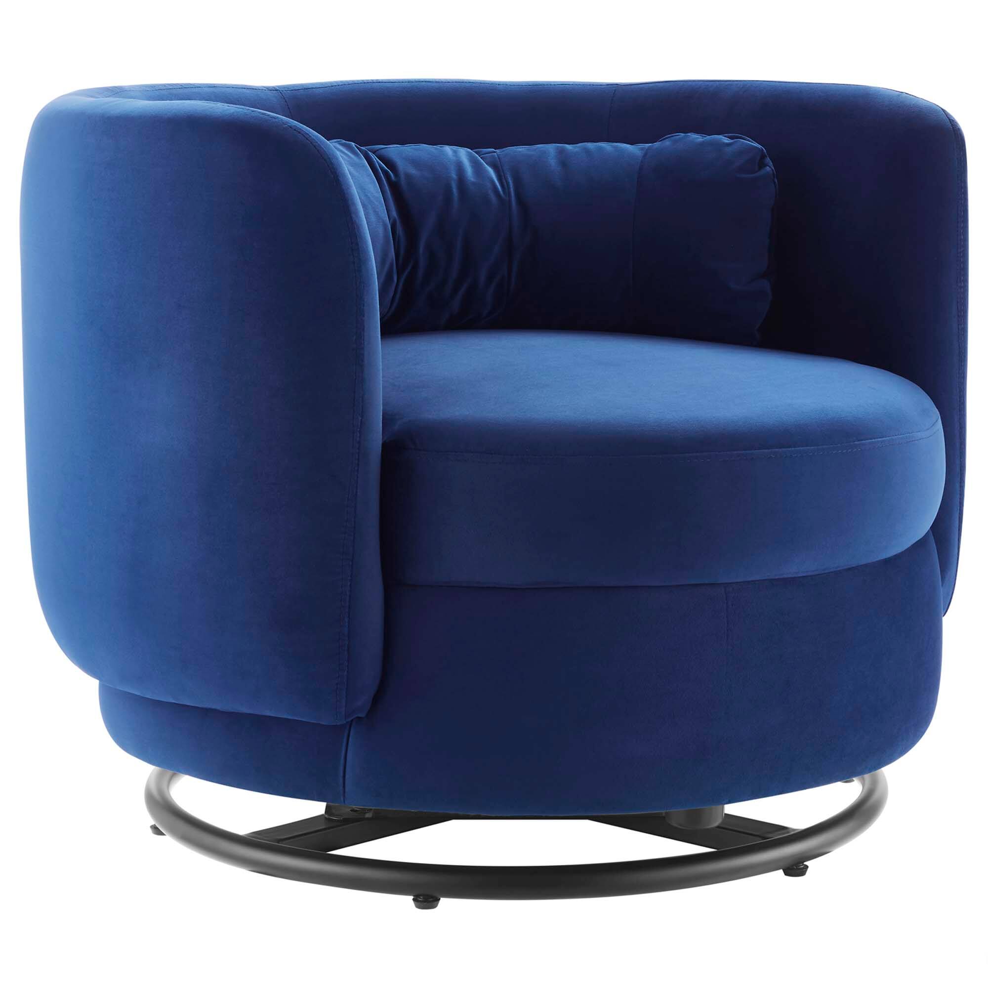 Angle. Modway - Relish Performance Velvet Swivel Chair by Modway - Black Navy.