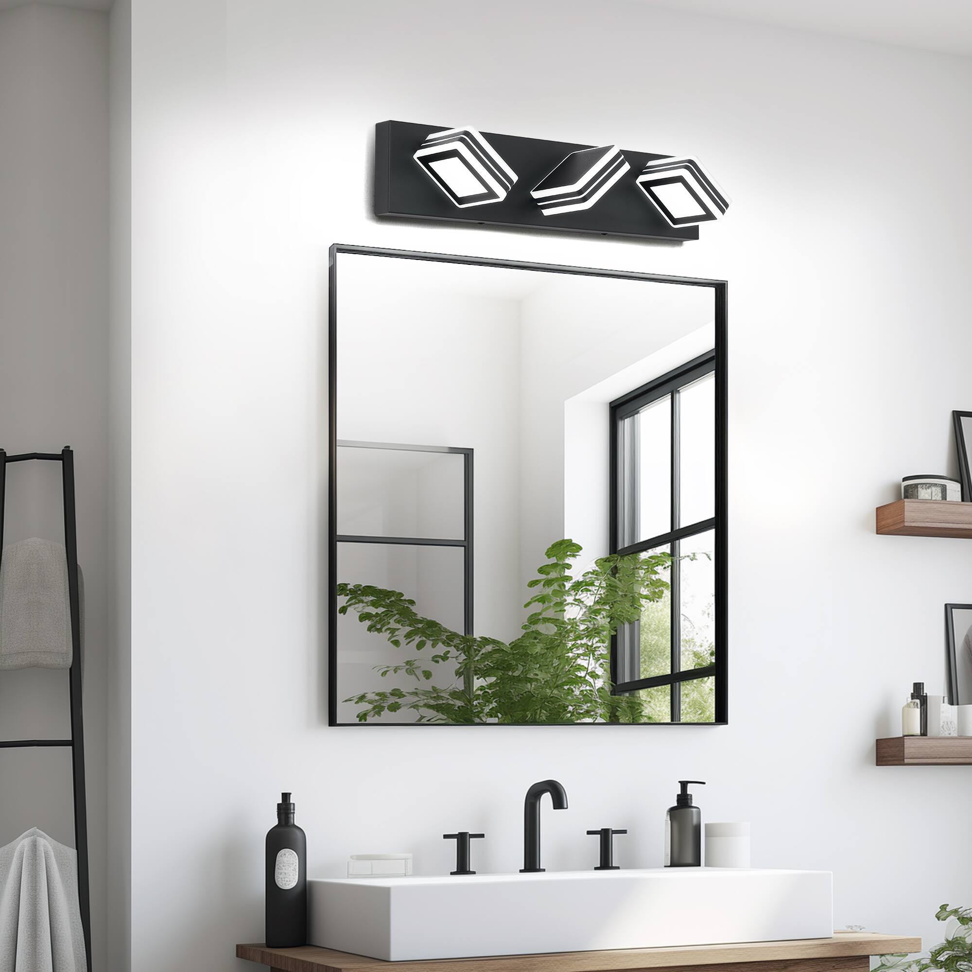 Angle. APRILSOUL - Matte Black Vanity Light Fixtures 3 Lights Up and Down LED Modern Bathroom Vanity Lights Over Mirror Acrylic Black.