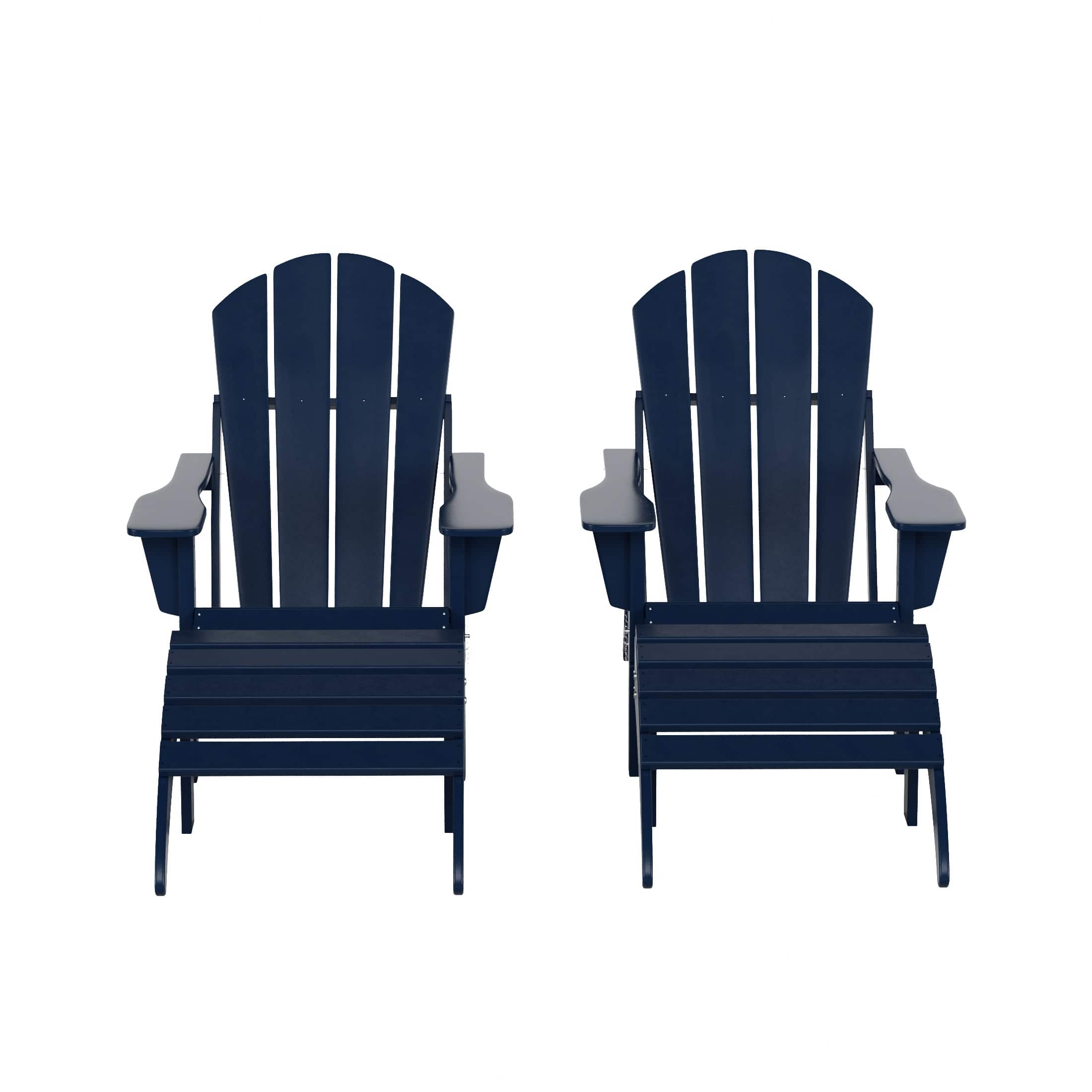 WestinTrends - Malibu 4-Piece set classic Adirondack chairs with ottoman (2 seater) - Navy Blue price history on PriceWatchPro