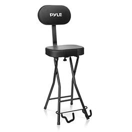 Pyle - Adjustable Guitar Seat with Built-In Stand - EVA Foam Padded Cradles - Removable Backrest